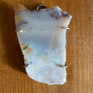 Large white ocean jasper artist made pendant.